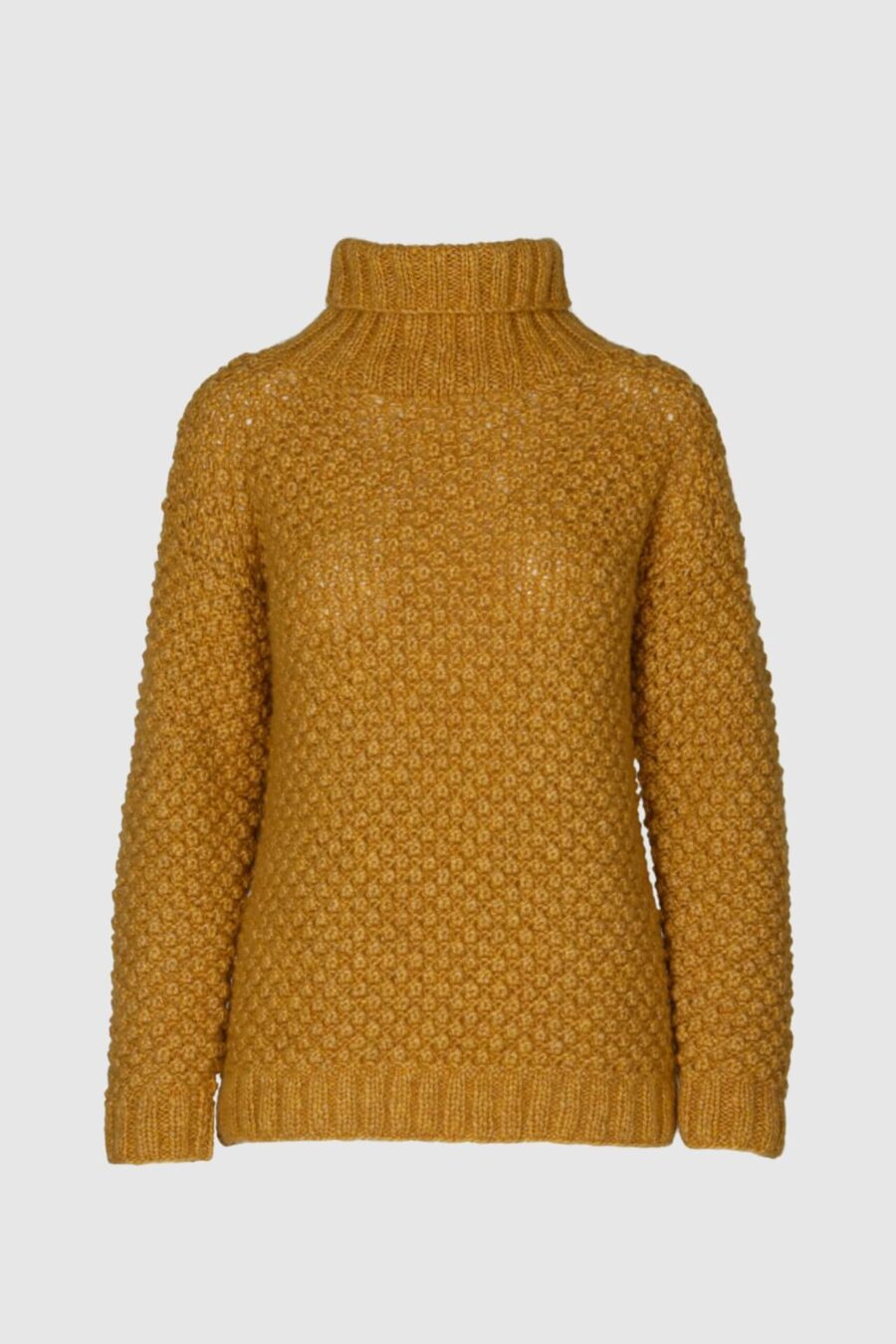 Pullover aus Wollgemisch in senfgelb, Stockpullover