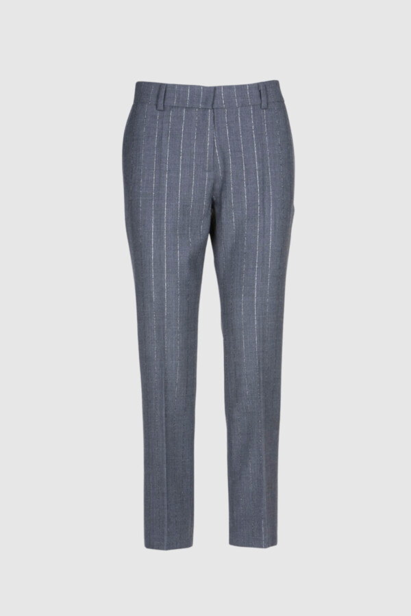 Hose, Grau mit Lurex, Schurwolle, 7/8 Hose, schwarz, Taschen und Bund, Gesäßtaschen