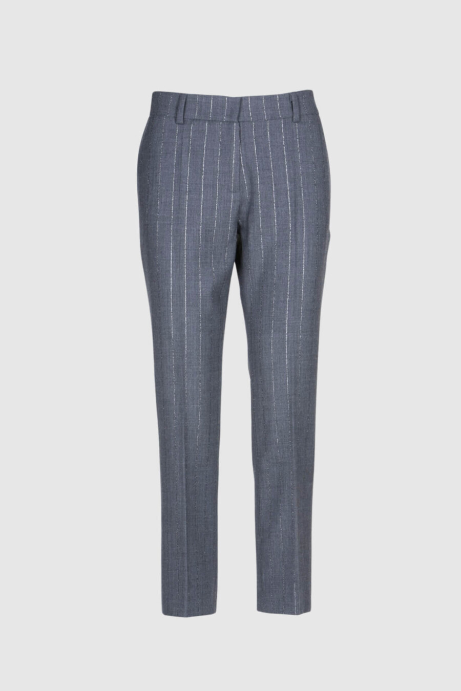 Hose, Grau mit Lurex, Schurwolle, 7/8 Hose, schwarz, Taschen und Bund, Gesäßtaschen