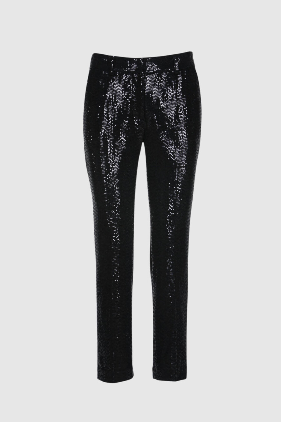 Hose, Paillette 7/8 Hose, schwarz, Taschen und Bund, Gesäßtaschen