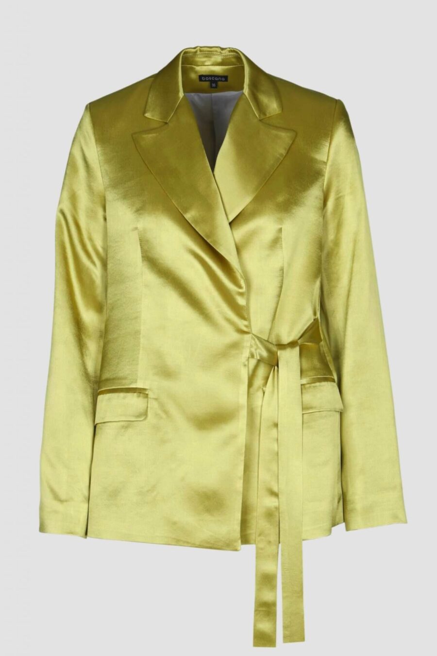 Blazer , Bindegürtel, Satin, grün, glänzend, casual Look