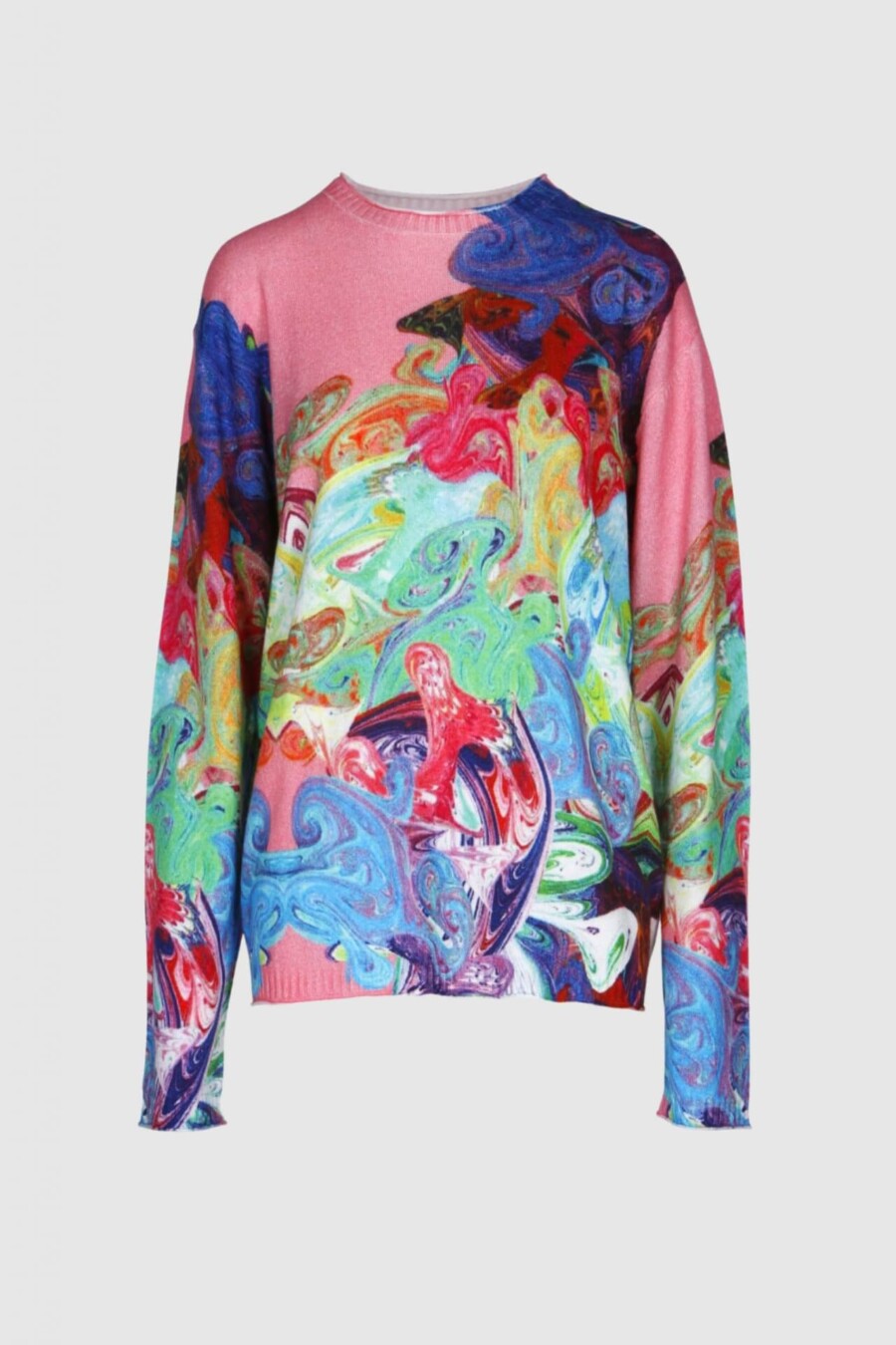 Pullover, Rundhals, Kaschmir, Wolle, Print, bunt, bedruckt