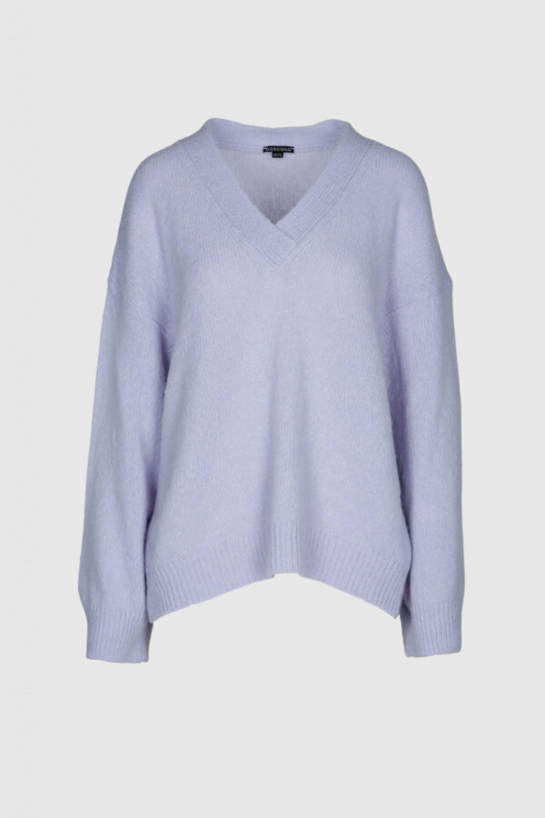 Pullover, Oversize, Wolle, V Ausschnitt, lila, weiches Material , lavendel