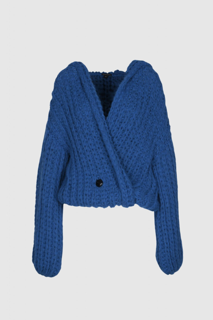 Handgestrickte Grobstrickjacke Damen Blau – Vorderansicht