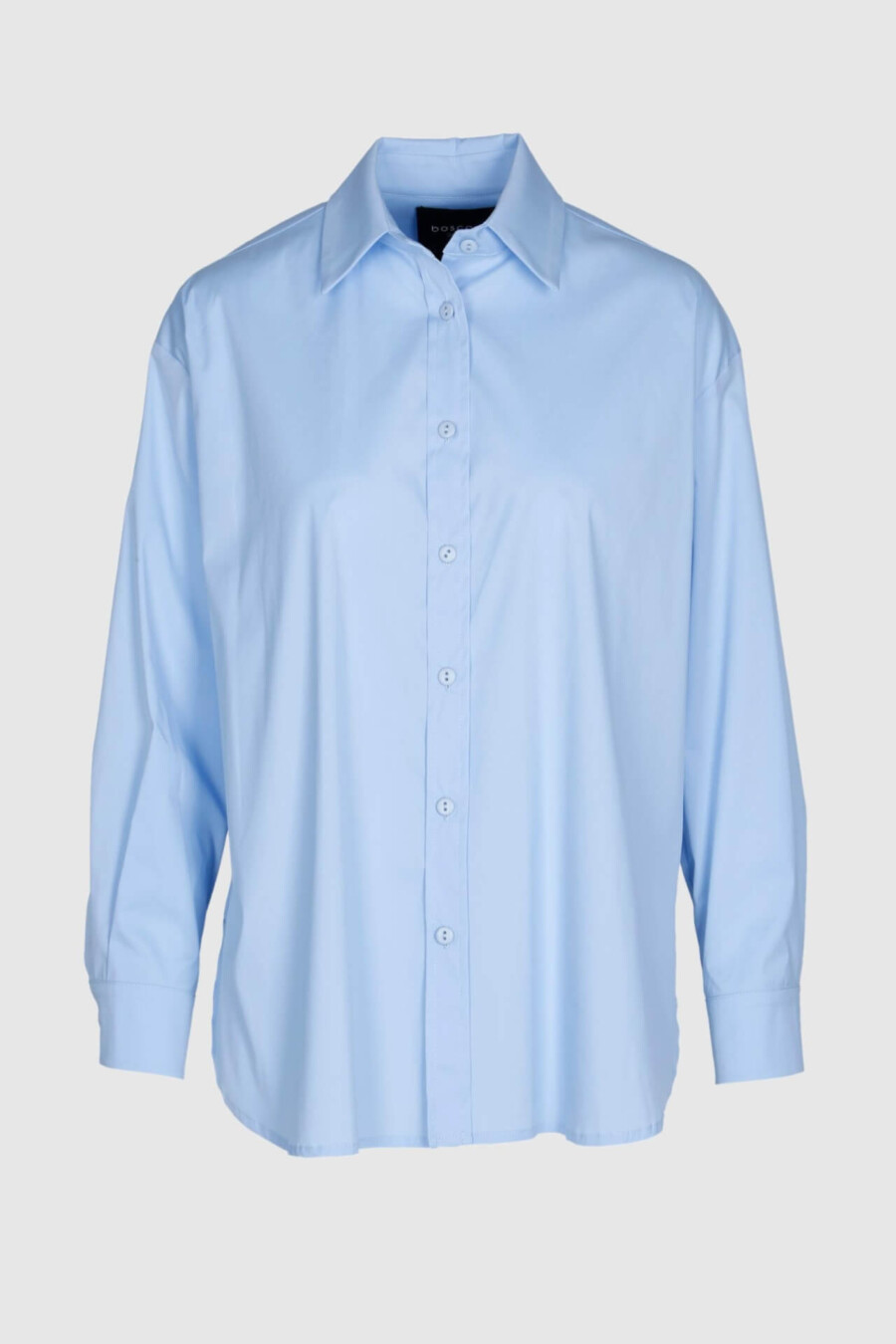 Blaue Oversize-Bluse aus Baumwolle – Vorderansicht