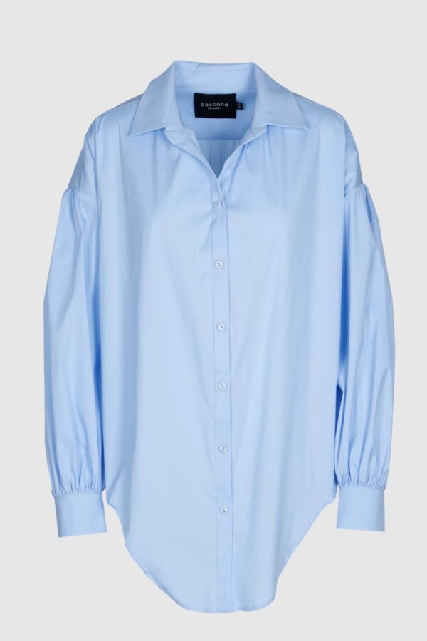 Bluse, Hemdbluse, oversize, Casual Look , blau