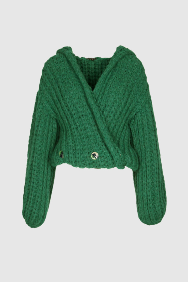 Grüne Strickjacke Damen – Vorderansicht