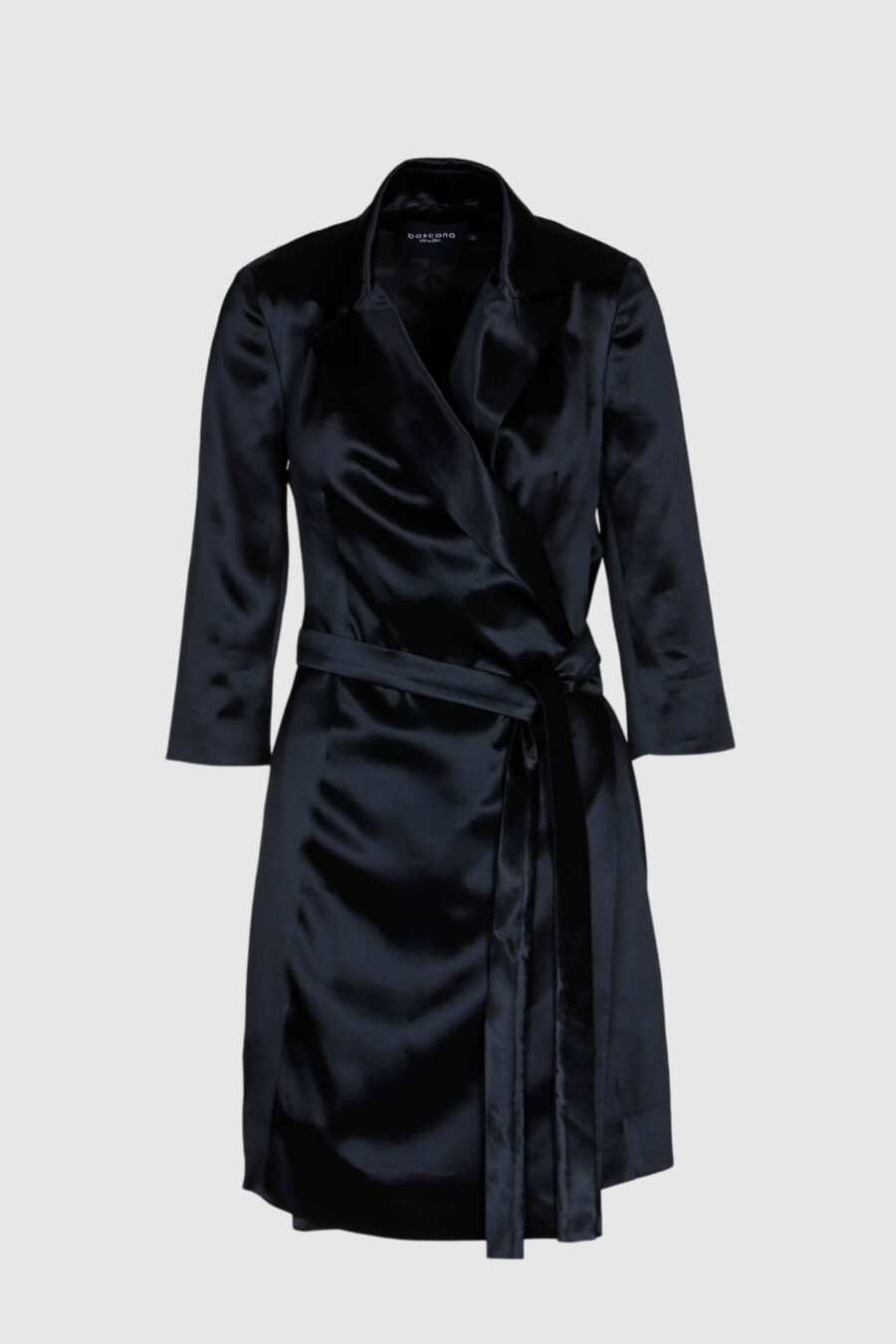Kleid, Wickelkleid, Satin ,Minikleid, grün, schwarz, glänzend , 7/8 Arm