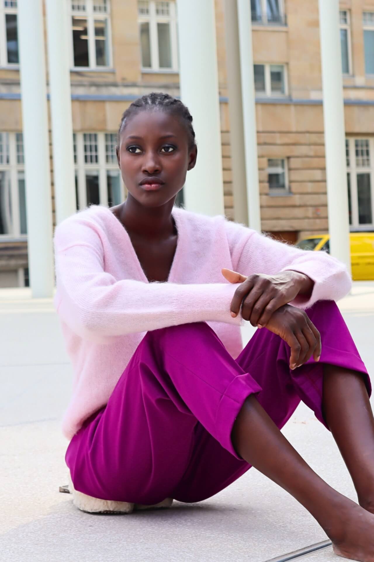 Strickjacke rosa Mohair Seide