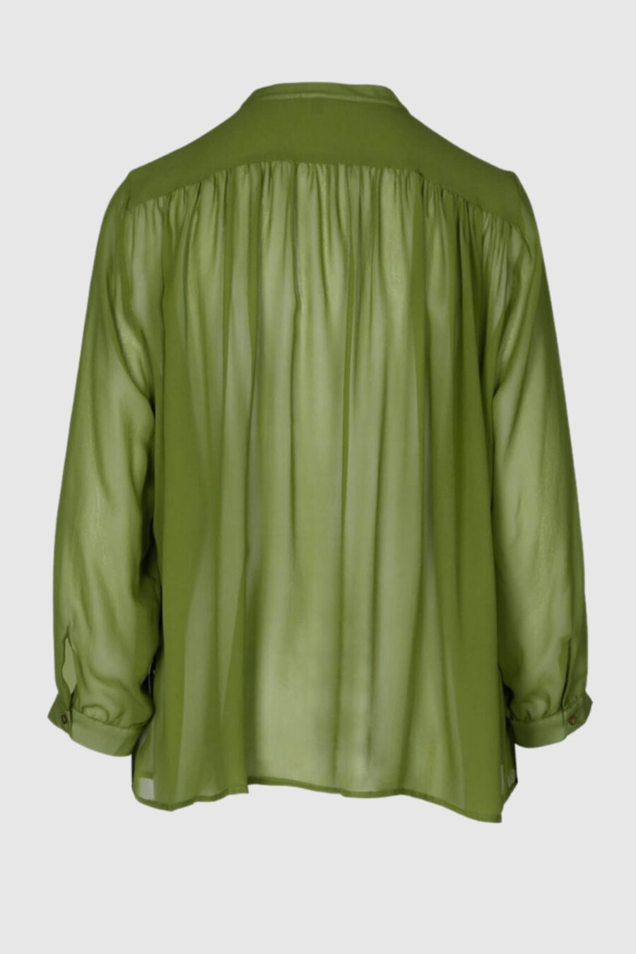 Bluse aus Seide in Grün, Creme, Schwarz, transparent, kleiner Stehkragen, verkürzter Arm, Sommerbluse, Seidenbluse
