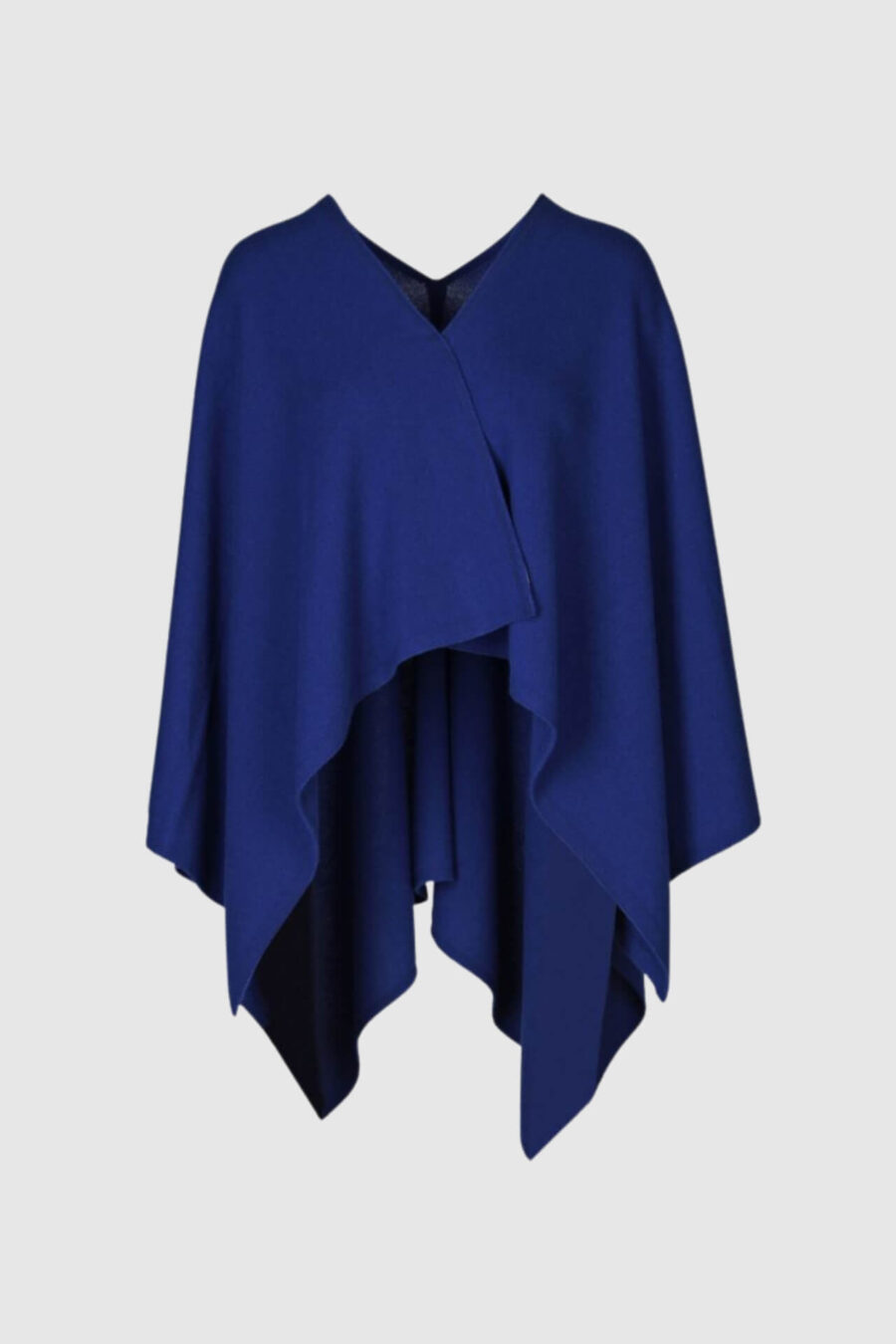Poncho, Kaschmir, vorn geöffnet, unifarben, blau