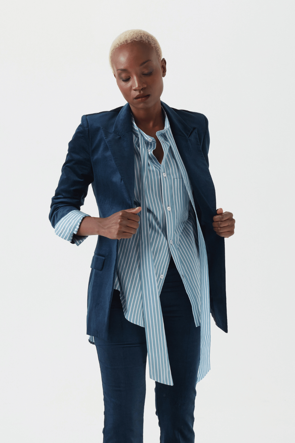 Bluse aus Baumwolle in blau und weiss