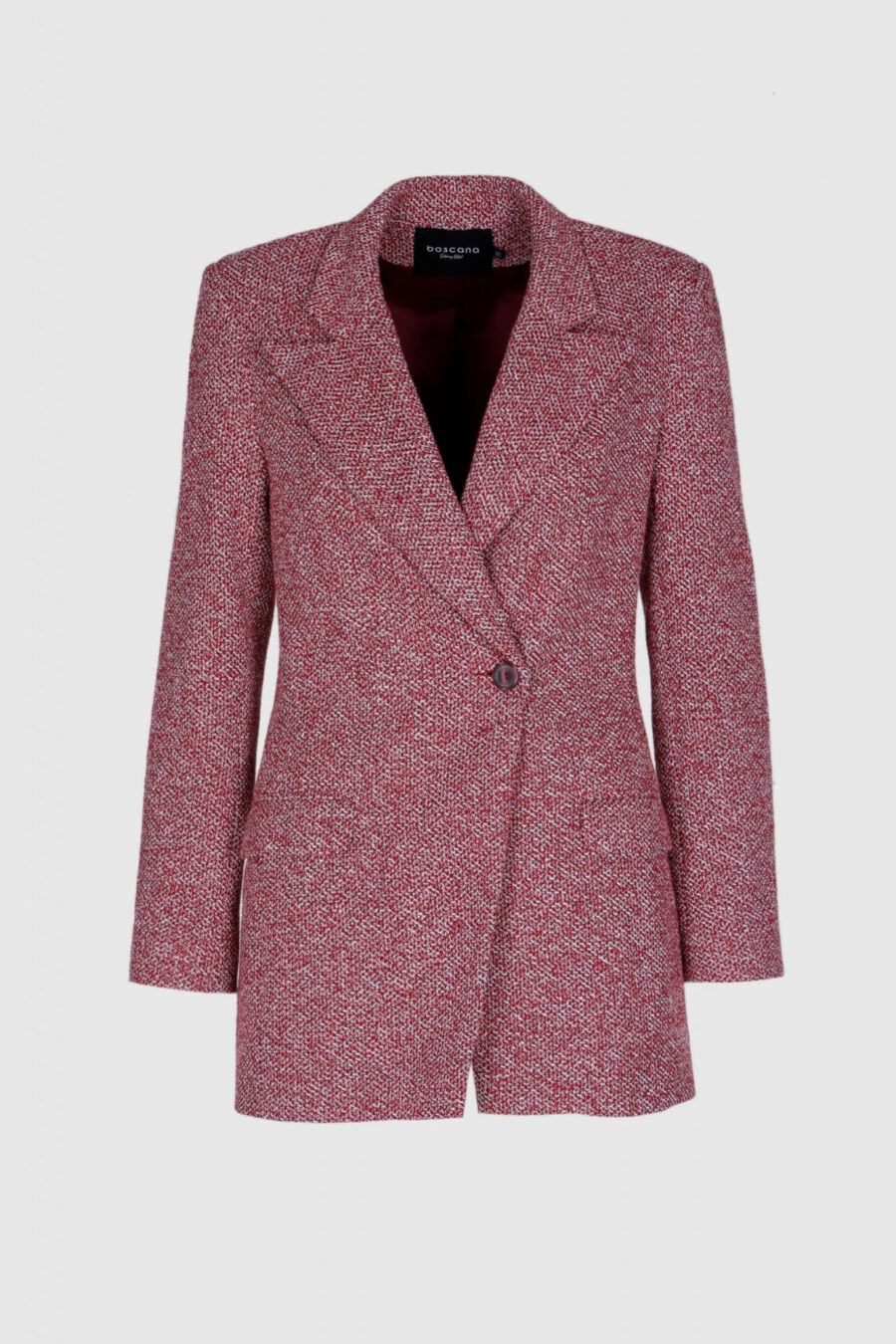 Roter Baumwollblazer für Damen in Melange-Optik – Vorderansicht