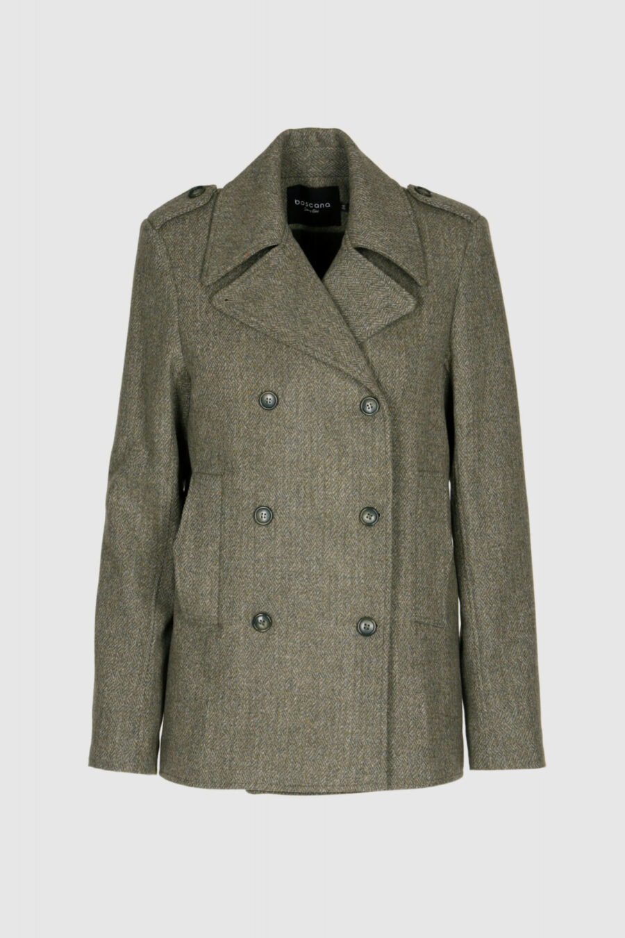 Cabanjacke aus Wolle in Grün Melange