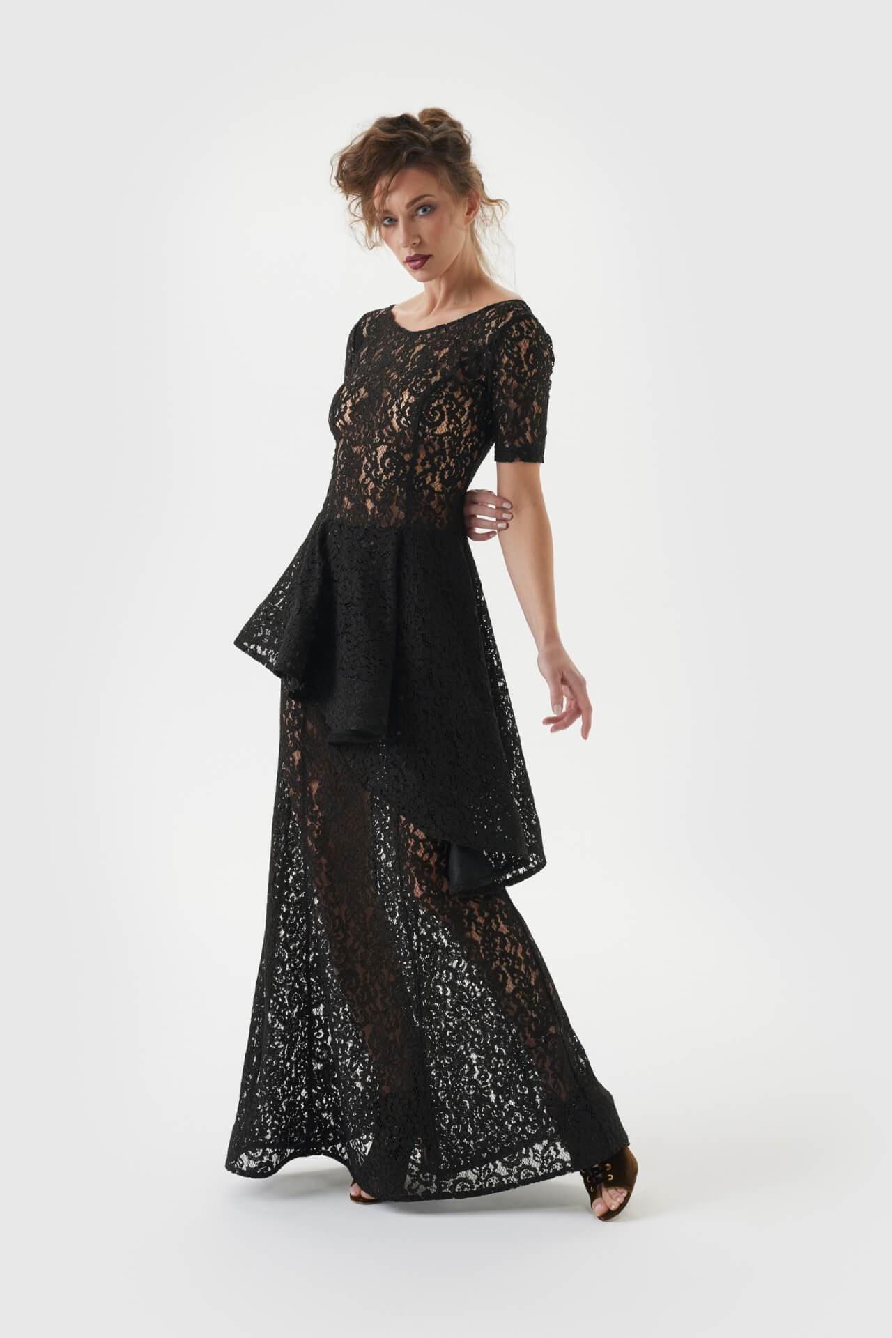 Kleid für Damen in Spitze schwarz