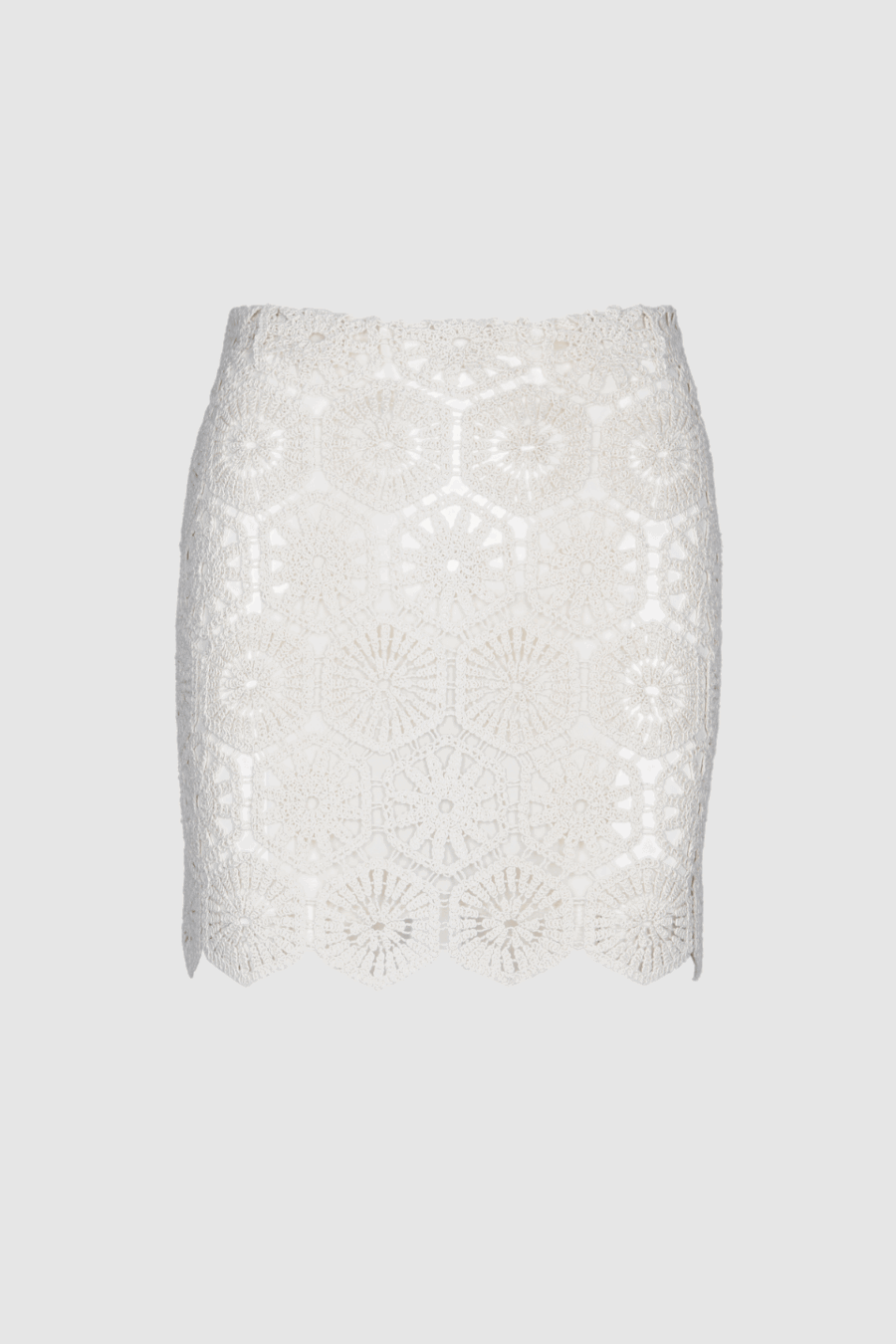 Rock in gehäkelter Optik in creme