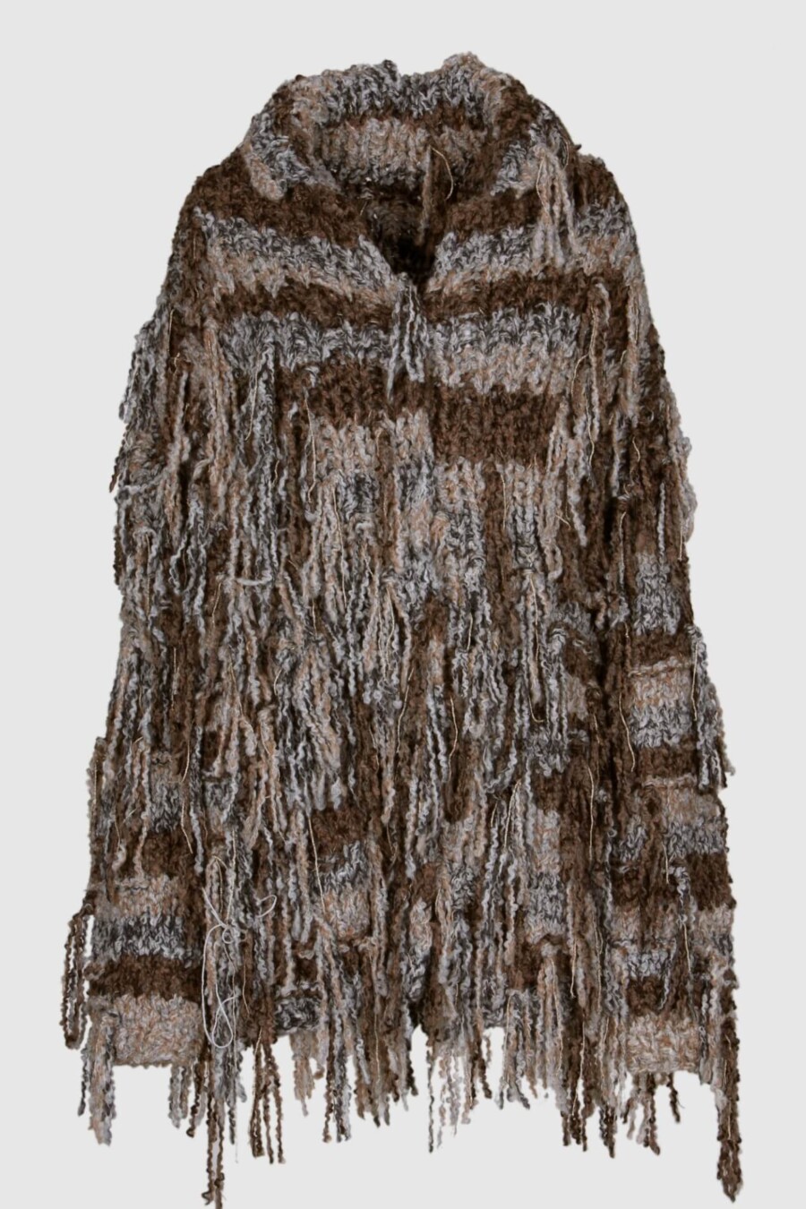 Strickjacke, braun, Handarbeit, Fransen