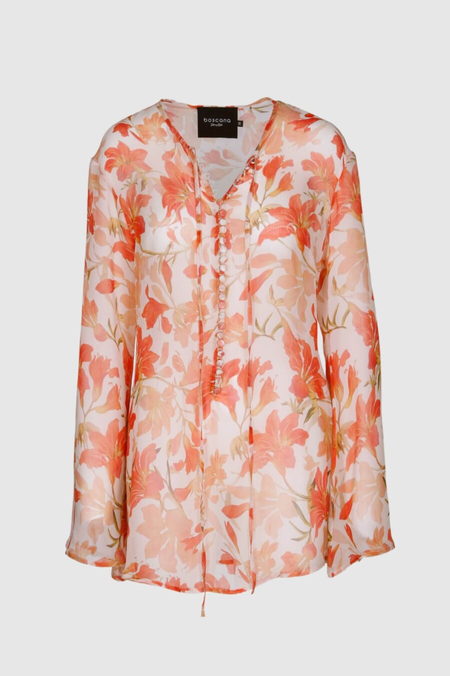 Bluse aus Seide Florales Design in Rosa