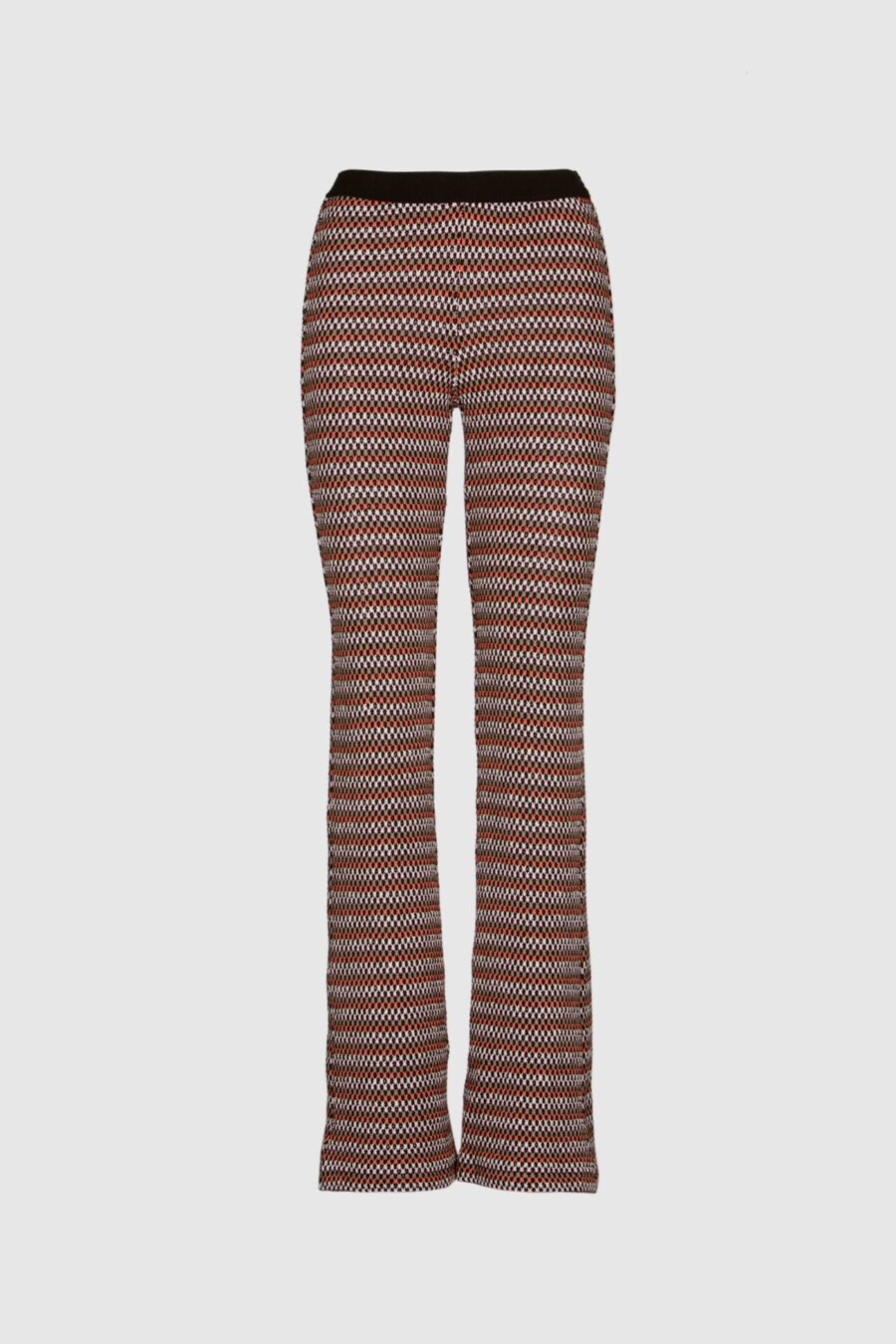 Gestreifte Damenhose in Orange und Schwarz – Vorderansicht