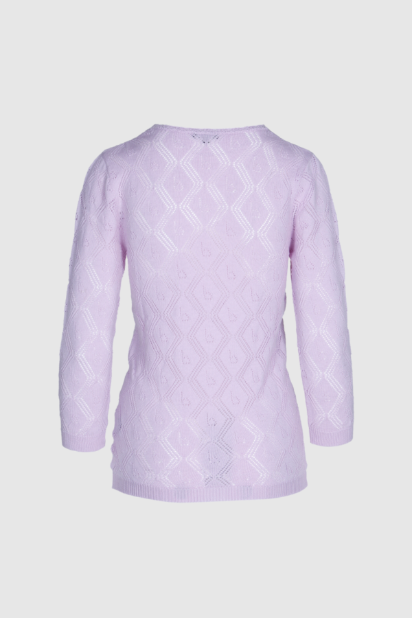 Ajour Damen Pullover in Lila aus reiner Baumwolle – Bild 2