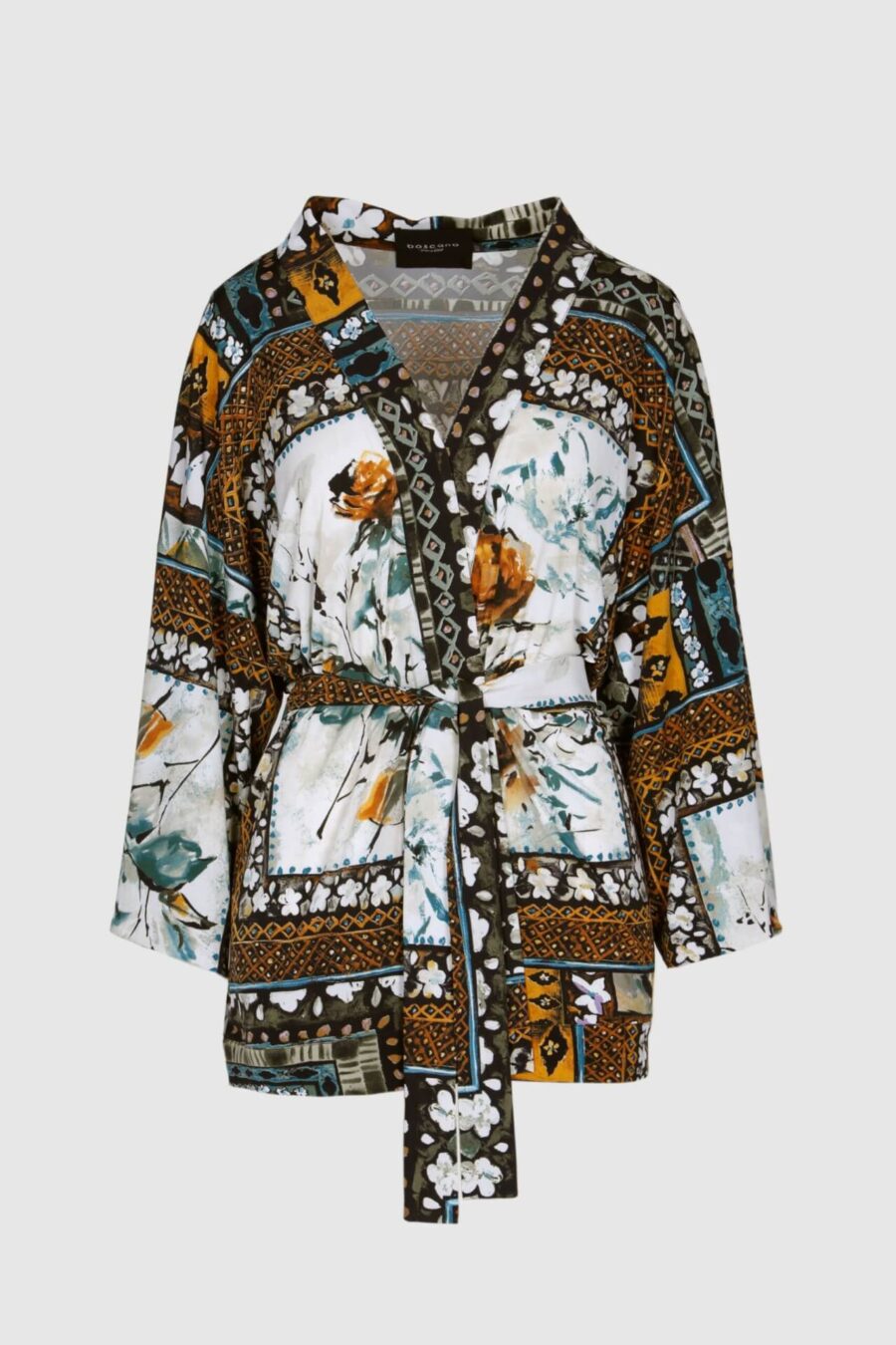 Kimono in gelben Farbnuancen im Print