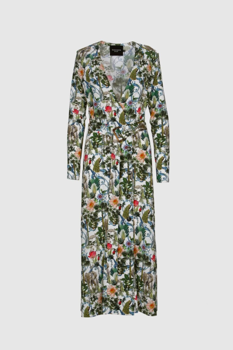 Kleid, Sommerkleid, grün, beige, pink Wickelkleid, Maxikleid, Bindegürtel, langer schmaler Arm