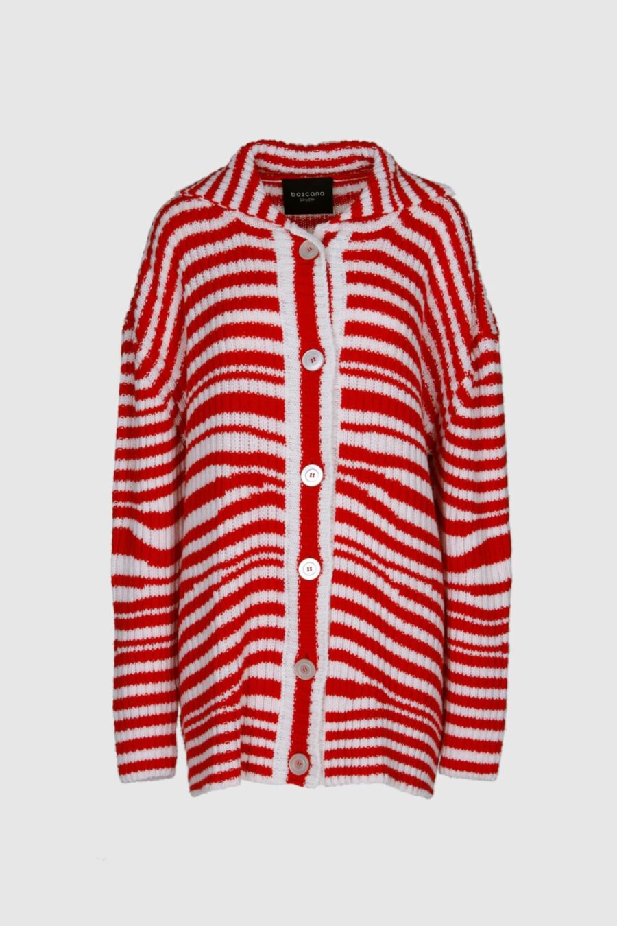 Gestreifte Strickjacke in rot-weiß