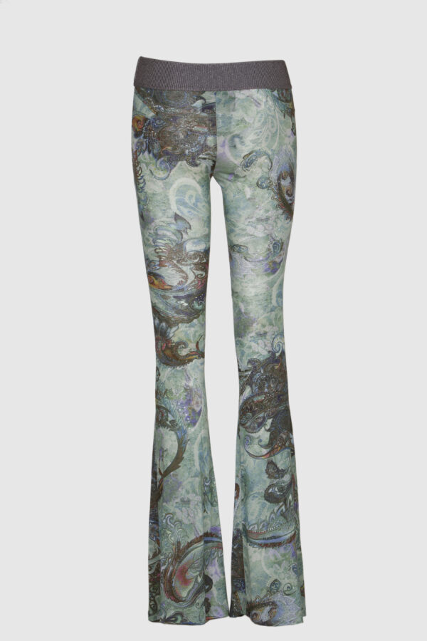 Damen Hose Grün Paisley Druck rückseite