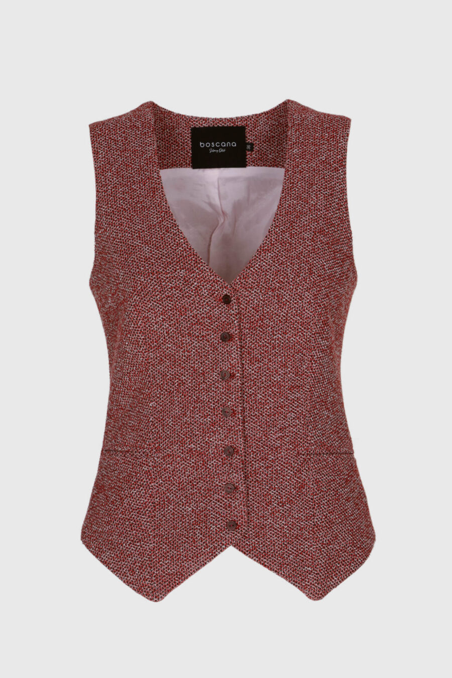 Eng anliegende Weste in rot-melange