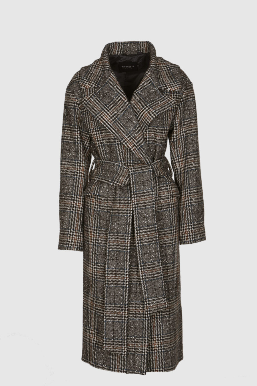 Wollmantel kariert in braun-grau-Nuancen Unisex Women Herren