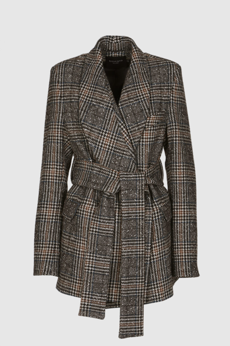 Wolljacke kariert in braun-grau-Nuancen