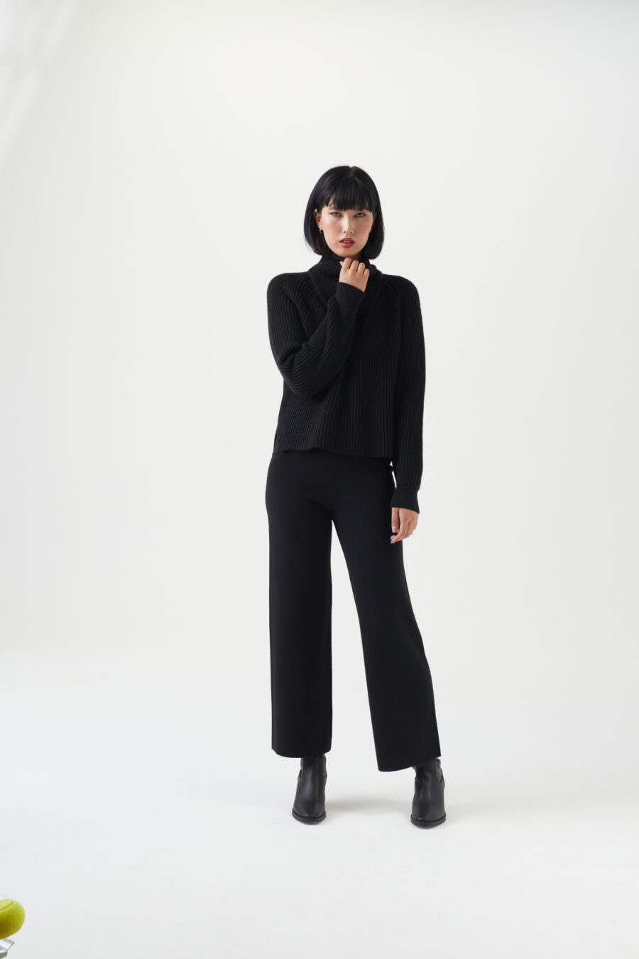 Strickhose aus Wolle in schwarz
