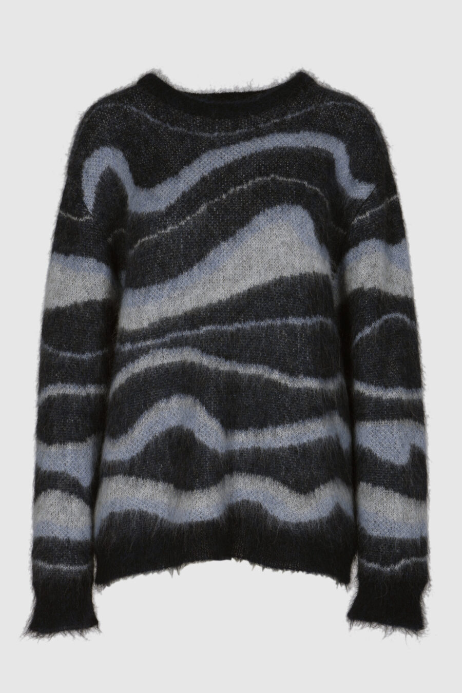 Blau Grauer Pullover Mohair Herren