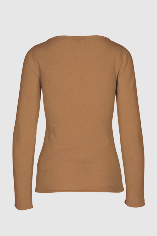 schmaler Pullover aus reinem Kaschmir in karamel