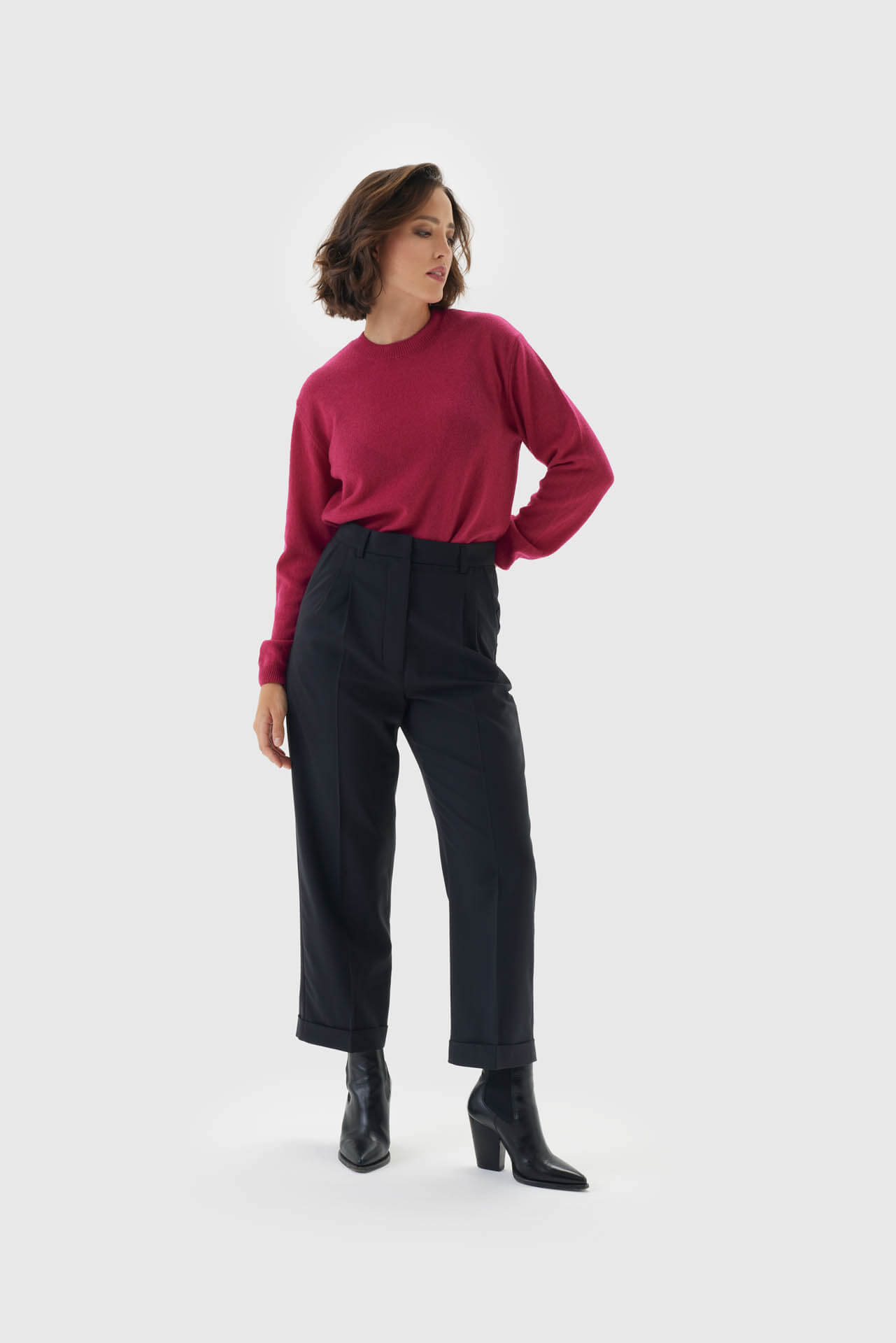 Pullover für Damen Kaschmir Pink mit Model