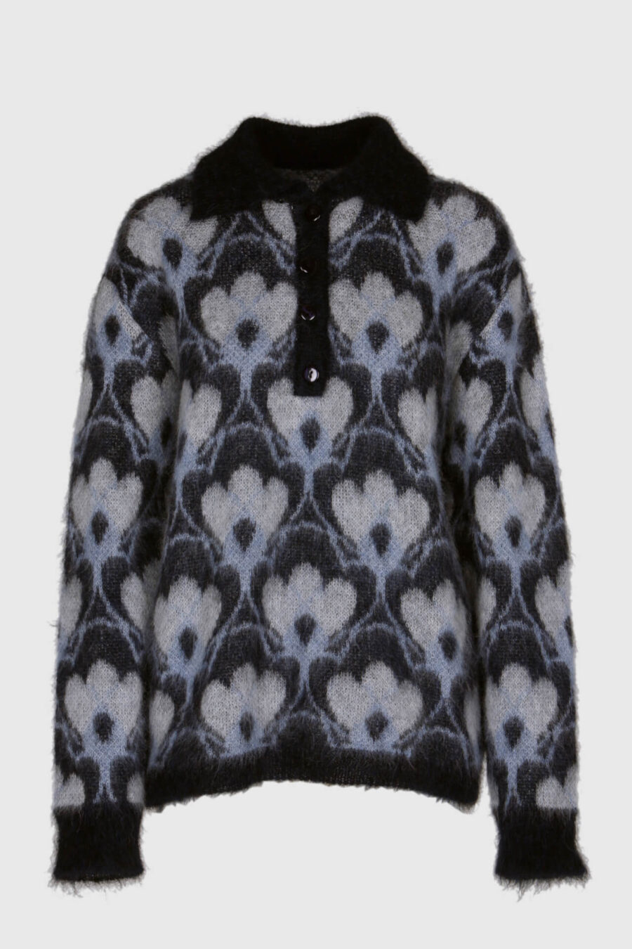 Strickjacke aus Mohair in blau und grau