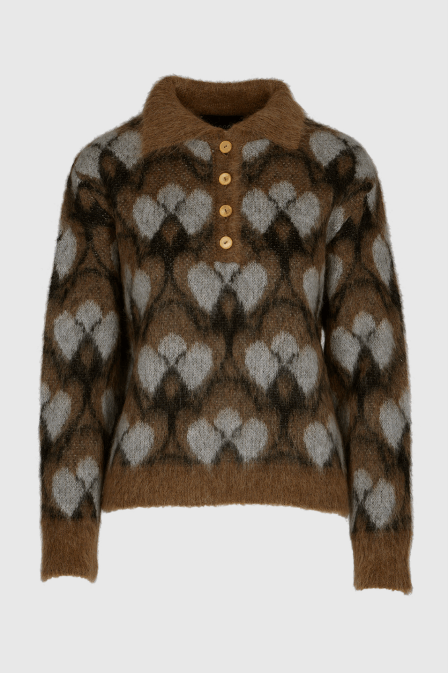 Pullover aus Mohair in Grau Braun Blau