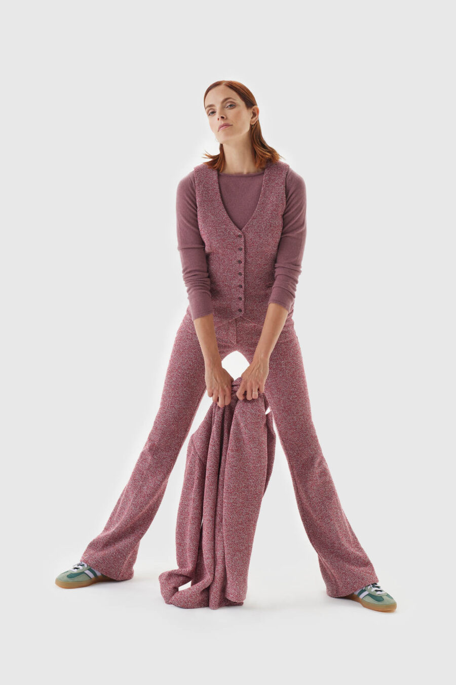 schmaler Pullover aus reinem Kaschmir in bordeaux rot