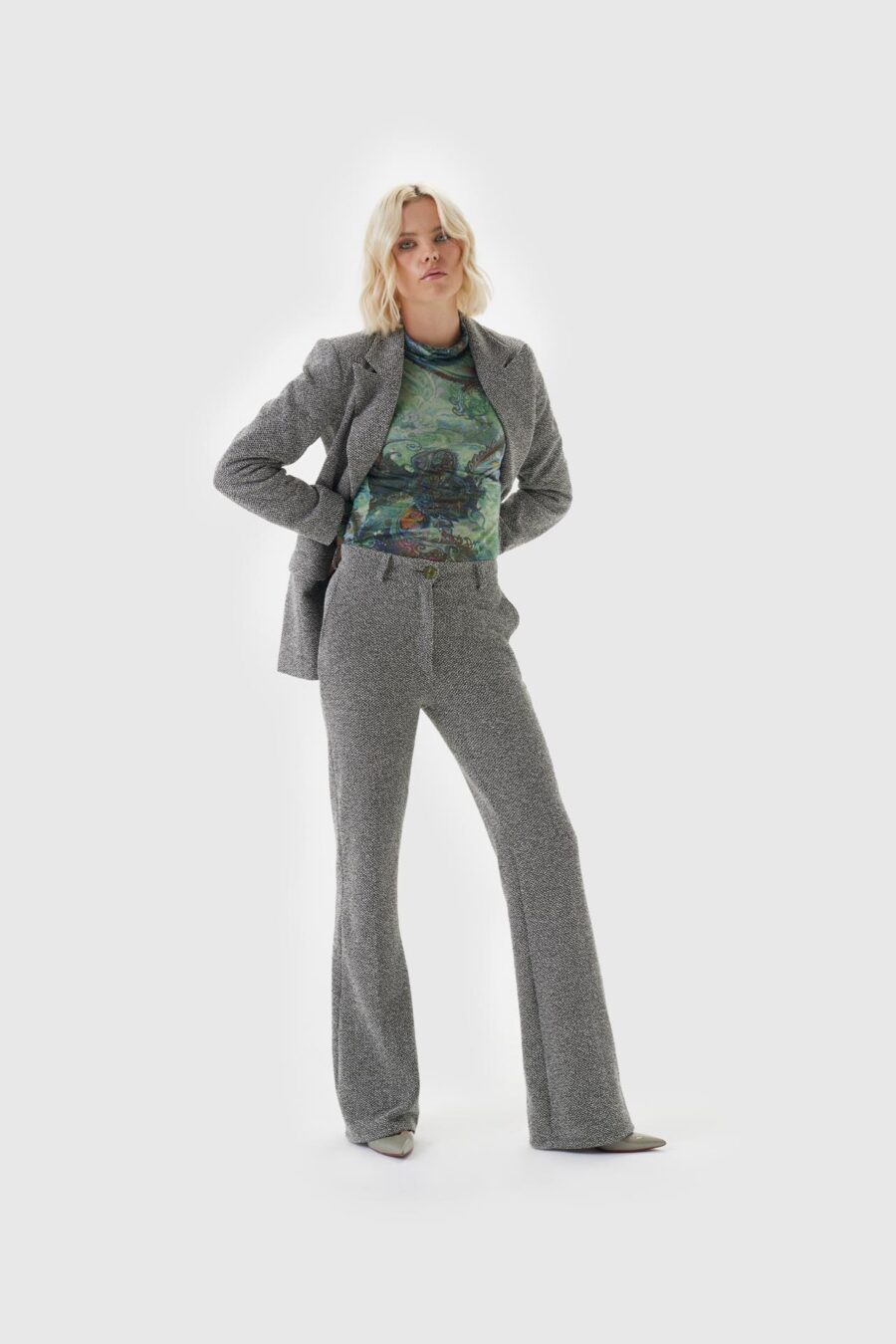 Blazer aus Baumwolle in grün-melange