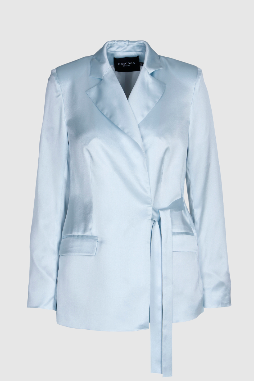 Hellblauer Blazer aus Satin