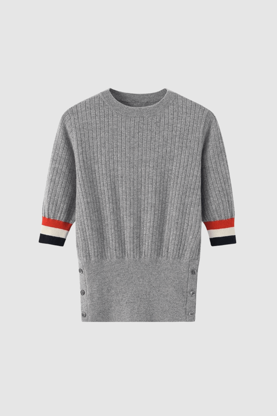 Dame Shirt Kaschmir Grau Rundhals