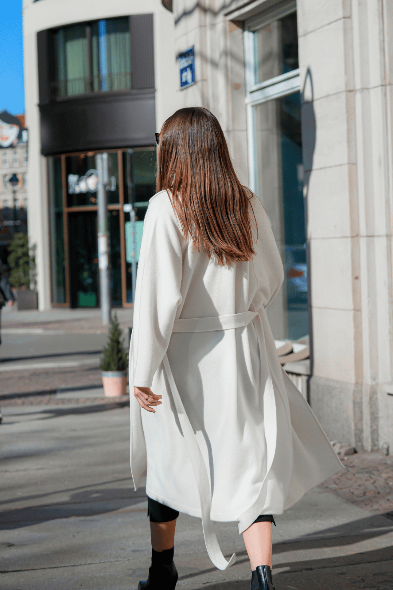 Mantel Damen Kaschmir creme weiß - Rückansicht