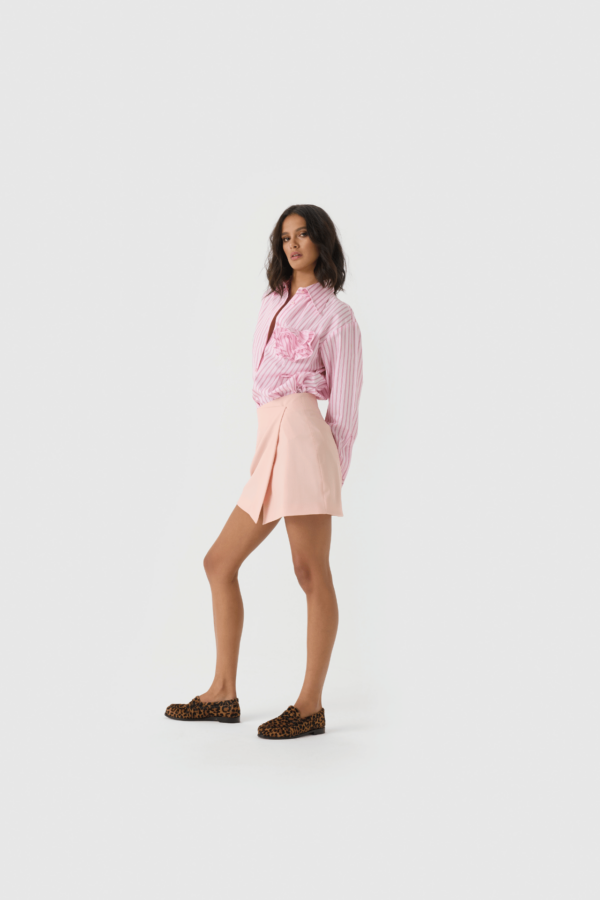 Gestreifte Oversized-Bluse in Pink und Rot – Bild 5