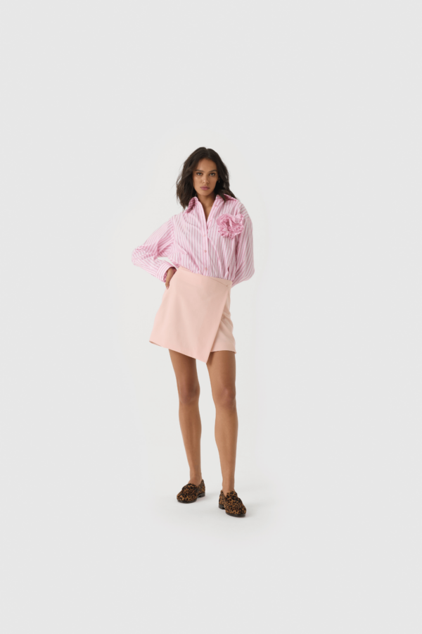 Gestreifte Oversized-Bluse in Pink und Rot – Bild 4
