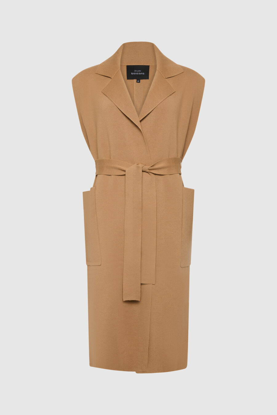 Weste, Menrinowolle, braun , schwarz, lange Weste mit Taschen und Gürtel