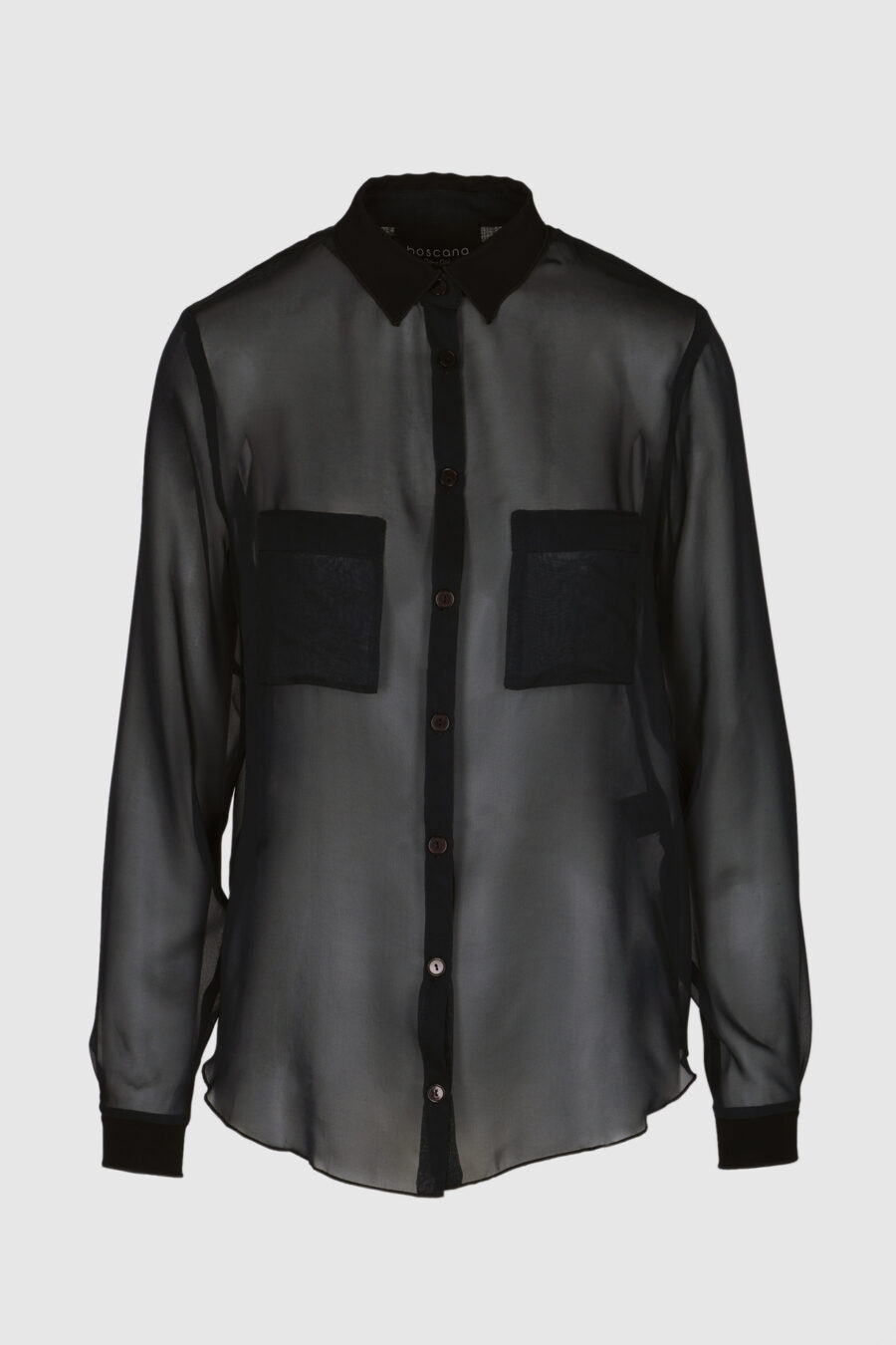 Seidenbluse, Damenbluse, transparent, blau, rosa, schwarz, lila, Farbverlauf