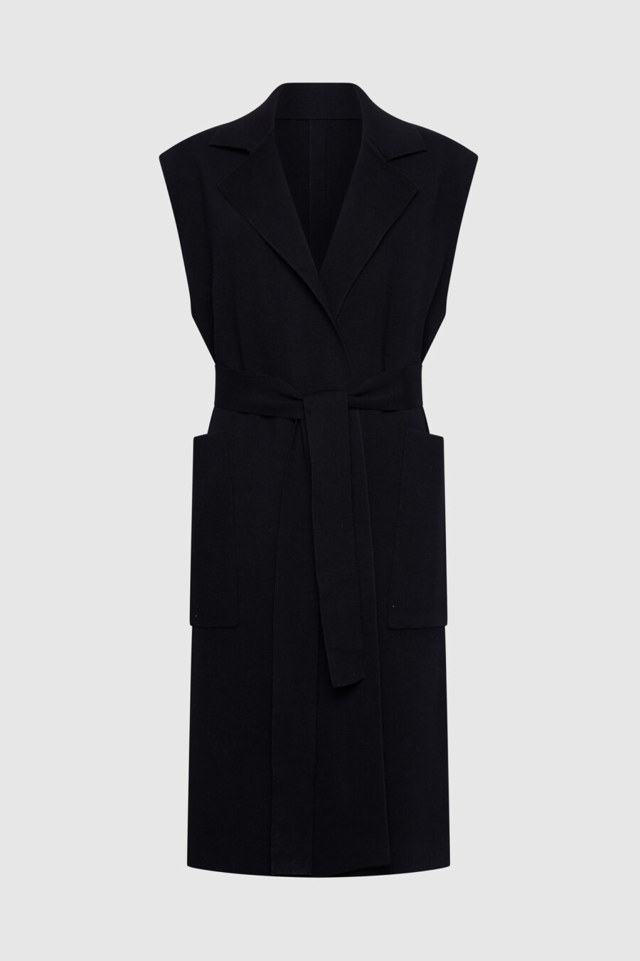 Weste in Schwarz gestrickt, Strickweste, lange Weste