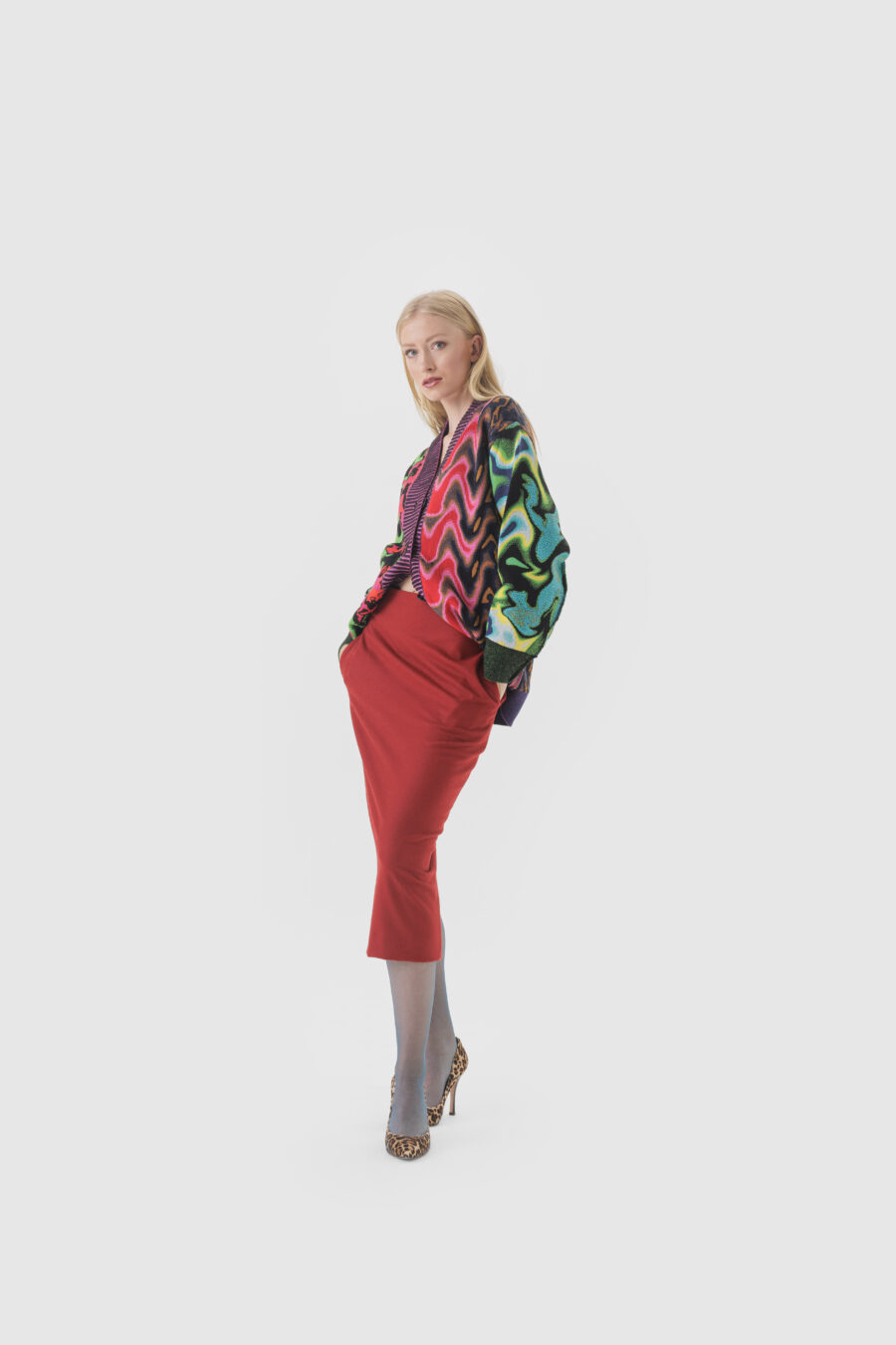 Rock, Wolle, Schurwolle, Creme, Grün, Rot, Muster, Print, Bordeaux, Maxirock, Wollrock