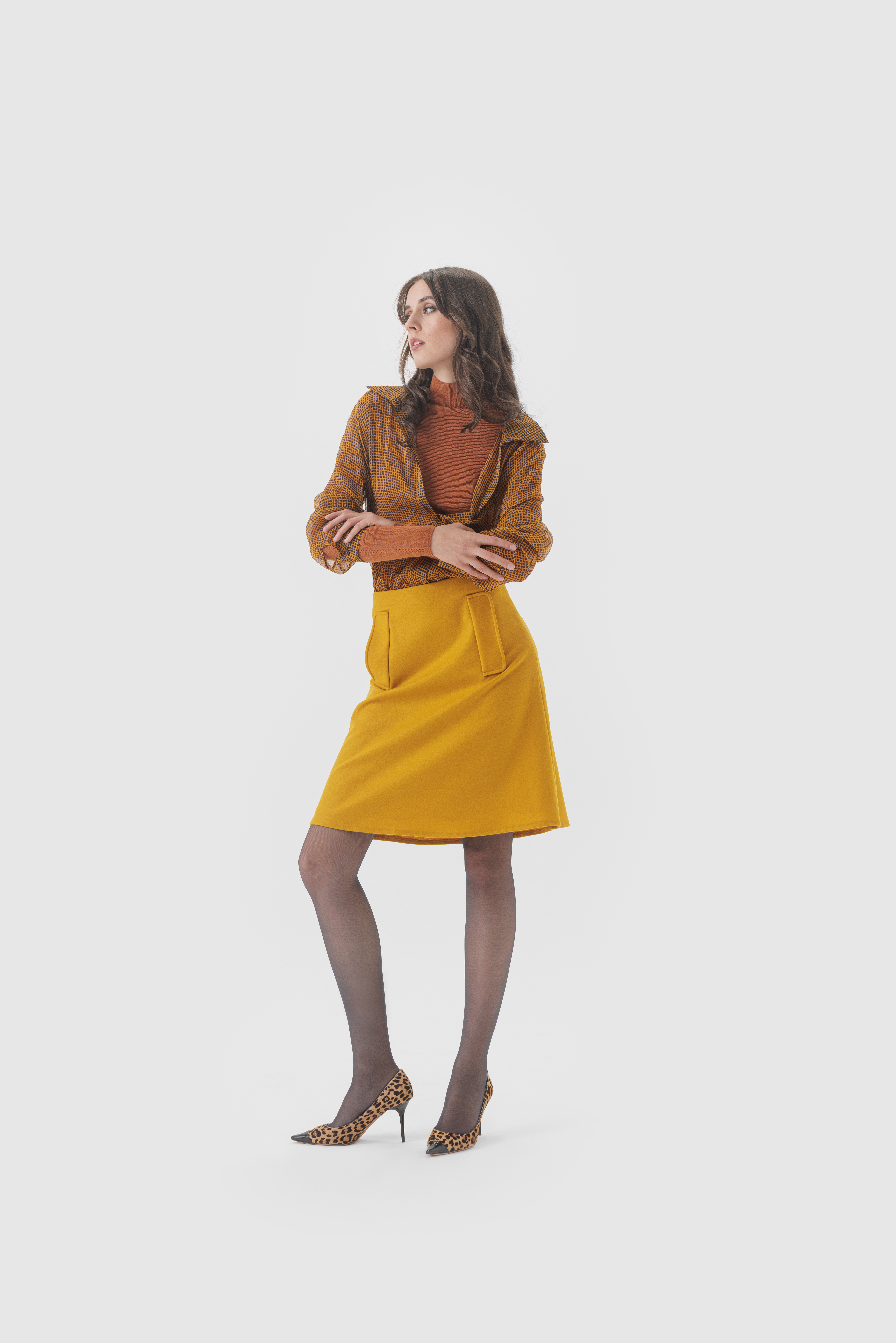 Rock, Wolle, Schurwolle, Creme, Grün, Rot, Gelb, Schwarz, Orange, Muster, Print, Bordeaux, Wollrock