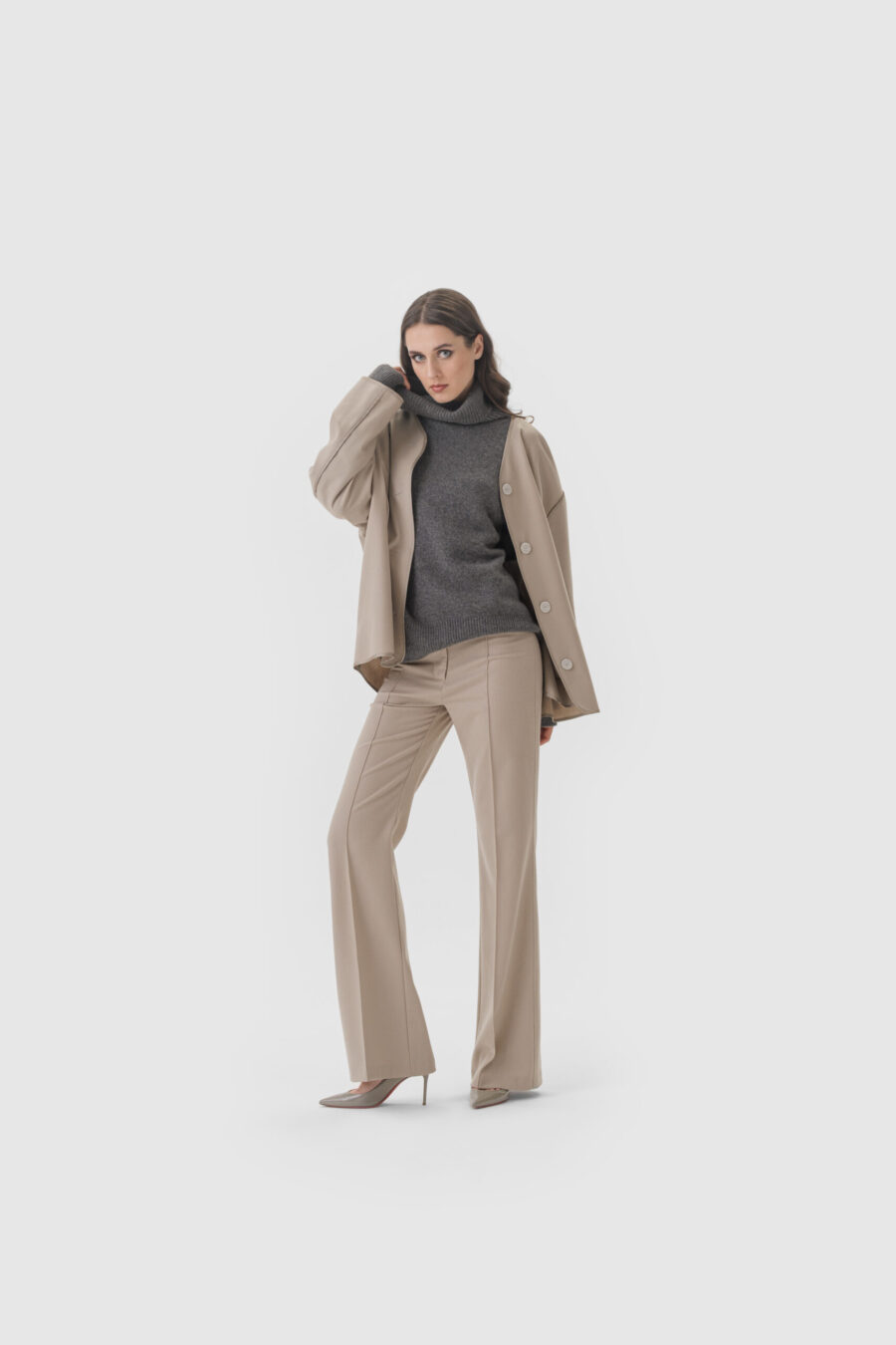 Hose aus Wolle in Creme